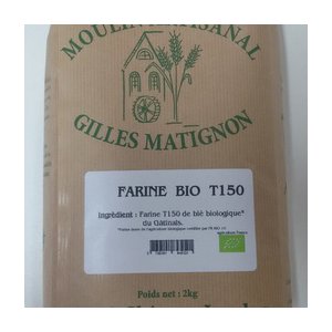 Farine de blé bio t150 conditionnée par 2 kgs