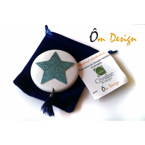 Miroir de poche en porcelaine de limoges et plexiglas - vert