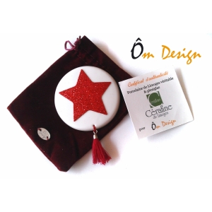 Miroir de poche en porcelaine de limoges et plexiglas