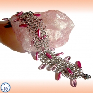 Bracelet lilas et framboise taille 2, en acier inoxydable
