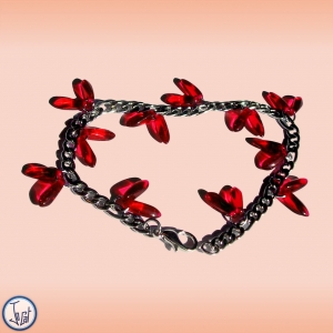 Bracelet cerise taille 1, en acier inoxydable maille figaro