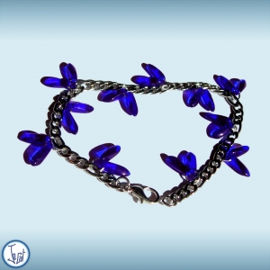 Bracelet bleu roi taille 1, en acier inoxydable maille figaro