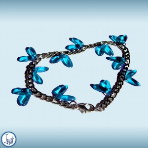 Bracelet azur taille 1, en acier inoxydable maille figaro
