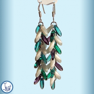 Boucles d'oreilles couleur paon, longues en acier chirurgical