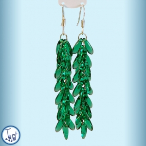 Boucles d'oreilles vert impérial, longues en acier chirurgical