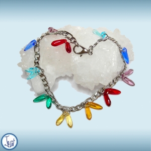 Bracelet arc-en-ciel taille 2, en acier inoxydable maille figaro