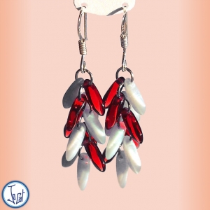 Boucles d'oreilles cerise et neige, courtes en acier chirurgical
