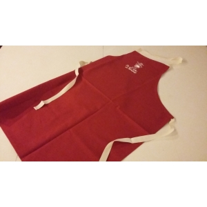 Tablier rouge brodé blanc 'elle est belle ma normandie'