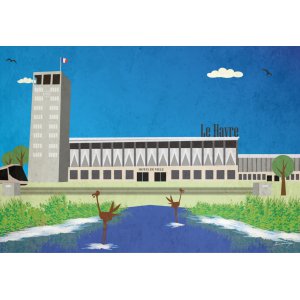 Poster photo 60x80cm hôtel de ville du havre