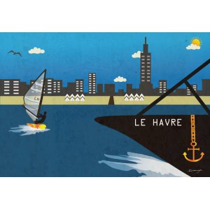 Poster mat 60x80cm le havre from sea