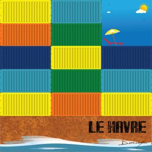 Poster photo 50x50cm porte conteneurs havrais