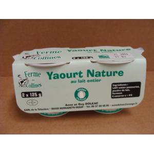 Yaourt nature au lait entier