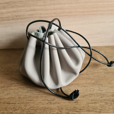 Bourse en cuir gris/ noir