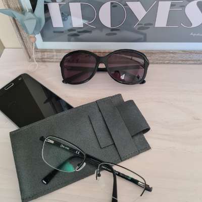étui à lunettes ou smartphone cuir anthracite