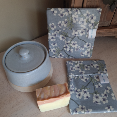 Pochette à savon bleue