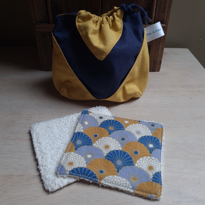 Pochette façon origami marine et jaune
