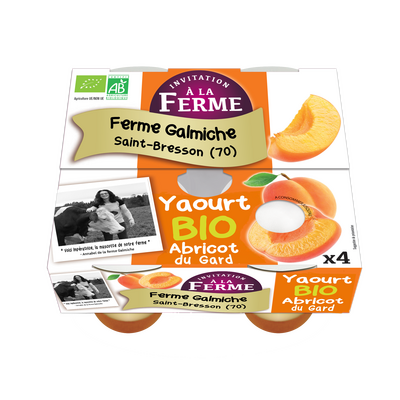Yaourt bio à l'abricot du gard 4x125g