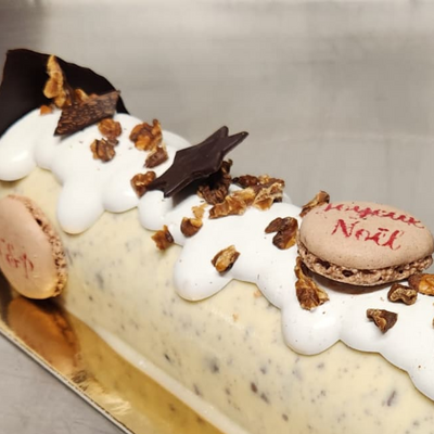 Part de bûche brownie/vanille