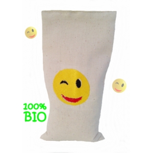 Bouillotte sèche bio-riz 19cm /10cm 'smiley clin d’œil ' 
