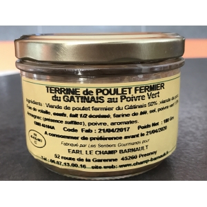 Terrine de poulet fermier du gâtinais au poivre vert