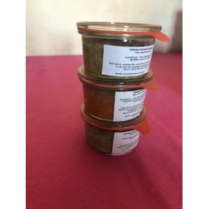 Lot de 3 terrines (beurre persillé, beurre tomaté basilic et beurre roquefort)