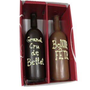 Bouteilles de bellet en chocolat