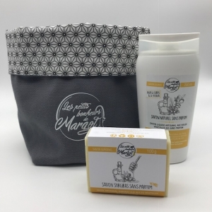 Panière + savon liquide 200 ml + savon surgras sans parfum