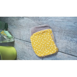 4 lingettes lavables 'jaune et petits triangles'