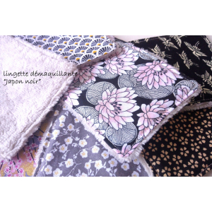 Lingette lavable 'japon noir & gris'