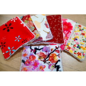 Lingette lavable 'japon rouge'