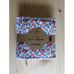 Lot 10 lingettes fleurs doublure rose pastel