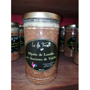 Mijotée de lentilles aux saucisses de volailles