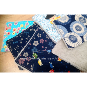 Lingette lavable  'japon bleu'