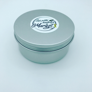 Boîte métallique ronde argentée en aluminium