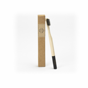 Brosse à dent adulte noire médium en bambou