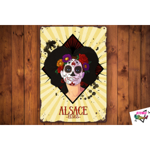 Plaque métal - santa muerta elsass (catrina alsacienne)