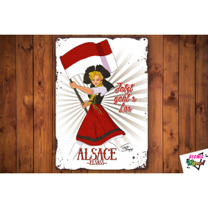 Plaque métal - alsacienne 'jetzt geht's los'