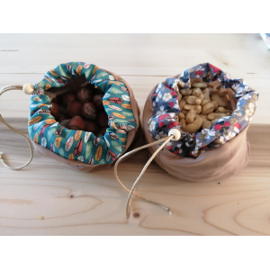 Lot de 3 sacs à vrac beige motif plumes