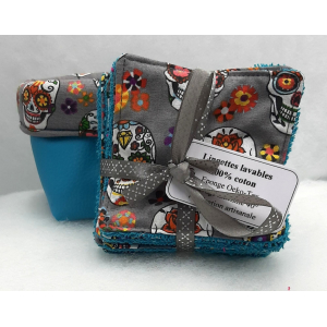 10 lingettes lavables éponge coton + panière