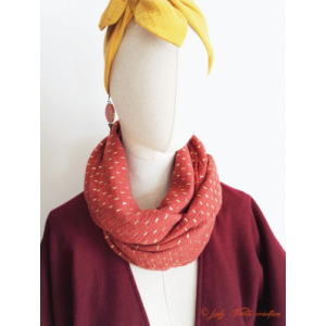 Snood-foulard muse brique et or