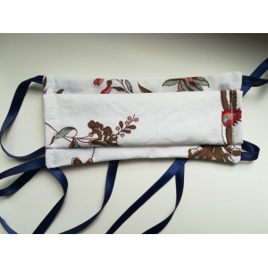 Masque lavable fleurs/blanc