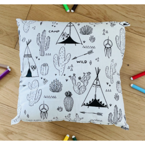 Coussin à colorier cactus