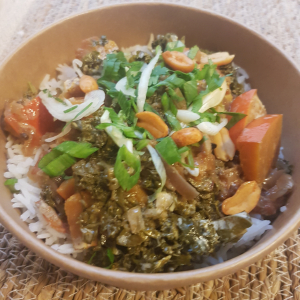 Curry de blettes, potimarron et abricots secs