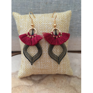 Boucles goutte noire et bordeaux