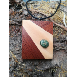 Collier bois 2 essences et pierre