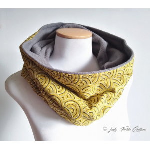 Maxi-snood circles jaune gris mixte