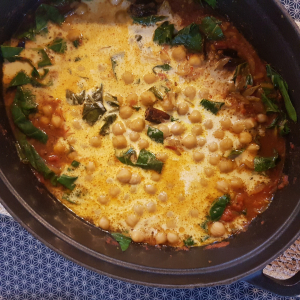 Curry épinards frais, shiitakes, pois chiche