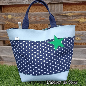 Mini cabas 'pin'up' bleu ciel/marine