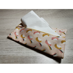 Pochette à mouchoirs oiseaux roses