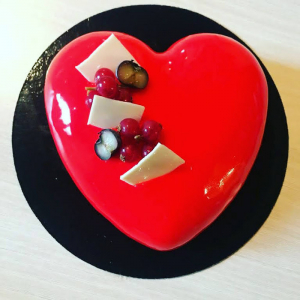 Coeur mousse chocolat blanc insert framboise